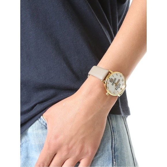 KATE SPADE • Street Signs Metro Grey Leather Watch - Picture 2 of 7